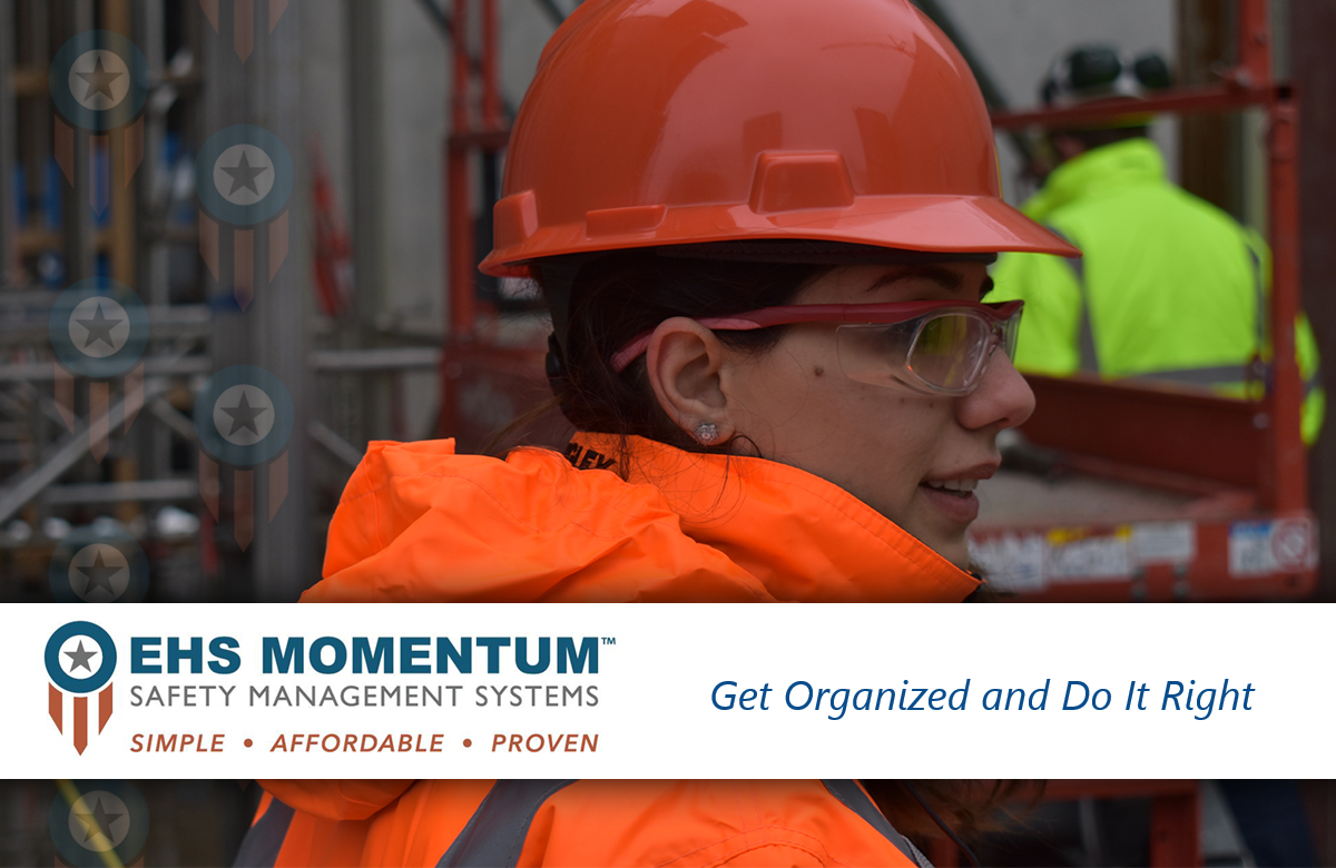 construction work in hard hat with ehs momentum logo overlay