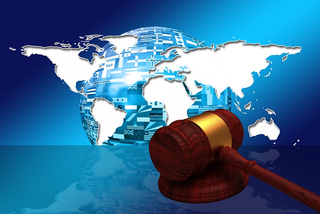 gavel with a globe background