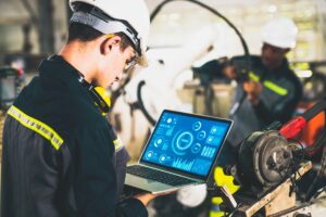 Technician using a safety management system